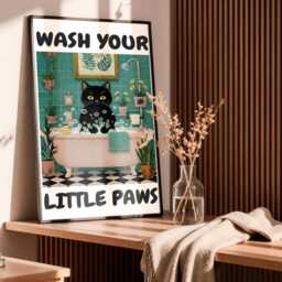 Wash Your Little Paws - Luxury Wall Art Print Homedecor Poster Unique Gift Modern Trendy All Sizes Available - thumbnail 2