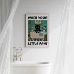 Wash Your Little Paws - Luxury Wall Art Print Homedecor Poster Unique Gift Modern Trendy All Sizes Available - thumbnail 3