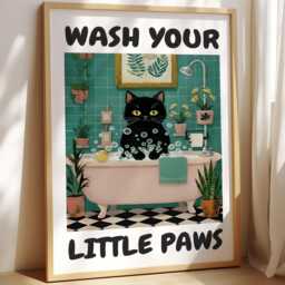 Wash Your Little Paws - Luxury Wall Art Print Homedecor Poster Unique Gift Modern Trendy All Sizes Available - thumbnail 1