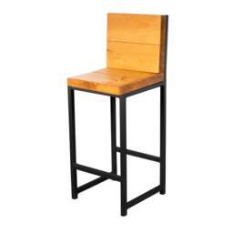 Reclaimed Timber Bar Stool Industrial Steel Frame, Handcrafted - thumbnail 1