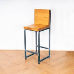 Reclaimed Timber Bar Stool Industrial Steel Frame, Handcrafted - thumbnail 3