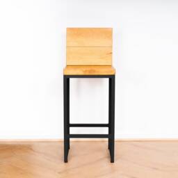 Reclaimed Timber Bar Stool Industrial Steel Frame, Handcrafted - thumbnail 2