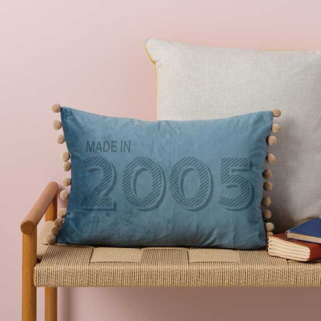 Personalised 21st Birthday Gift Velvet Cushion. Pompom Cushion - image 1