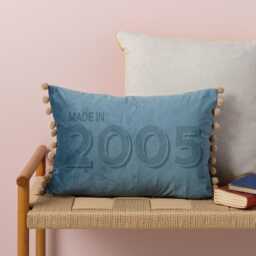 Personalised 21st Birthday Gift Velvet Cushion. Pompom Cushion - thumbnail 1