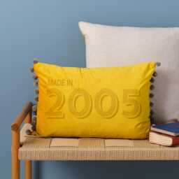 Personalised 21st Birthday Gift Velvet Cushion. Pompom Cushion - thumbnail 2