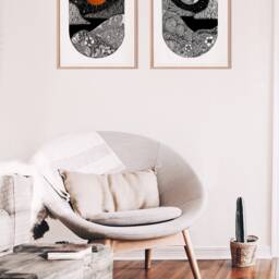 Sun & Moon Original Prints, Moon Wall Art, Nocturne Print, Landscape Artprint, Secret Garden Collection, Sun Set Of Two Prints - thumbnail 3