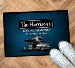 Personalised Pop-Top Campervan Door Mat - Blue Grunge Label 60 X 40 cm