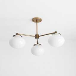 Brass Chandelier, Modern Aged Brass Chandelier With Glass Shade, Shade Is Made in The Usa, Ul Listed, No.0415 - thumbnail 3