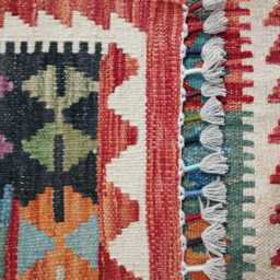 Multicolour Runner Rug, Handmade Artisan Afghan Turkish Scandinavian Navajo Bohemian Flatweave Wool Kilim Rug 202x66 cm - thumbnail 3