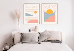 Bright Sun C'est La Vie Set Of 2 Wall Print, Contemporary Abstract, Living Room Art Prints , Colourfu Poster, French Prints Fast Delivery A2 - thumbnail 1