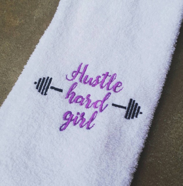 Go Hard Girl Gym Towel Embroidered Fitness Gift - 16x26 - image 1