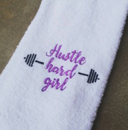 Go Hard Girl Gym Towel Embroidered Fitness Gift - 16x26 - thumbnail 1