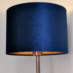 New Luxury Velvet Navy Blue Lamp Shade & Pendant Light With Gold Panels Lining - thumbnail 3