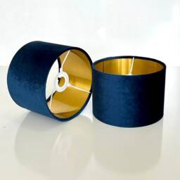 New Luxury Velvet Navy Blue Lamp Shade & Pendant Light With Gold Panels Lining - thumbnail 2