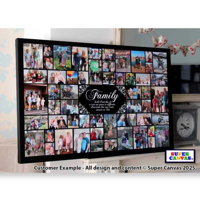 Family Quote Personalised Photo Collage Wall Art Framed Canvas Print Handmade Gift For Grandparents Wife Friend Mum Dad Birthday - image 1