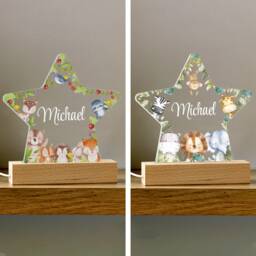 Personalised Jungle Animal Star Night Light Children's Led Lamp - thumbnail 1