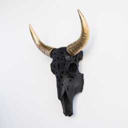 Faux Taxidermy Decorative Carved Bison Skull - Wall Decor Black & Gold Cbi1708 - thumbnail 2