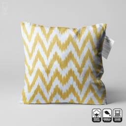 "Yellow Zig Zag Pattern Cotton Pillow Cover From Traditional Ikat Fabric - 20""x20" - thumbnail 1