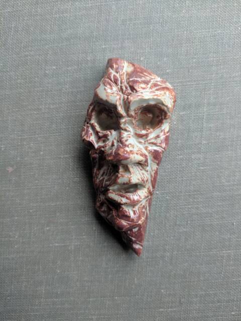 Creepy Head Talisman - Original Handmade Hanging Ceramic Sculpture - image 1