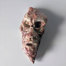 Creepy Head Talisman - Original Handmade Hanging Ceramic Sculpture - thumbnail 2
