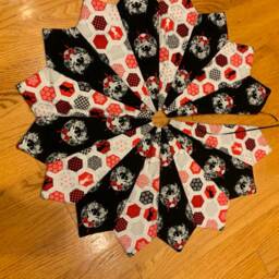 Christmas Tree Skirt, Table Top, Mini, Deer, Black, Red, White, Silver, Antlers - thumbnail 2