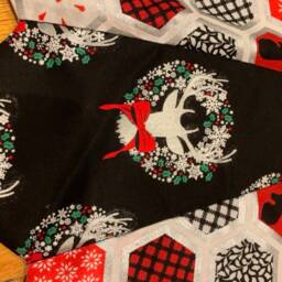 Christmas Tree Skirt, Table Top, Mini, Deer, Black, Red, White, Silver, Antlers - thumbnail 4