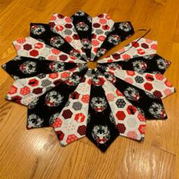 Christmas Tree Skirt, Table Top, Mini, Deer, Black, Red, White, Silver, Antlers
