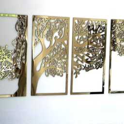 Islamic Calligraphy 4 Quls Set Acrylic Finish Tree Design, Muslim Home Wall Decor - thumbnail 2