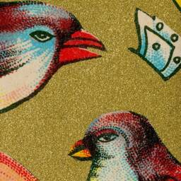 Wall Hanging, Pull Down School Chart, Old Label, Indian Trade Birds, Fruit, Early 1900S, Grapes, Apple, Fabric India - thumbnail 2