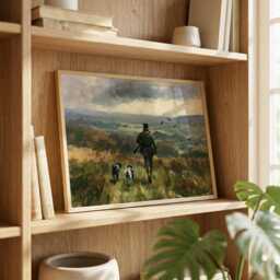 Pheasant Hunting Wall Art, Hunter With Dogs Oil Painting, Countryside Shooting Print, Gundog British Country Sports Decor - thumbnail 4