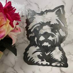 Yorkshire Terrier Dog Pet Memorial Brushed Steel Home Wall Art Interior Design Metal Present Gift Idea - thumbnail 2