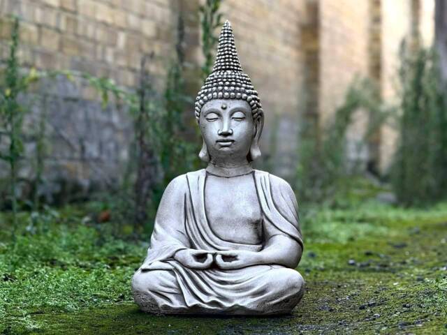 Meditation Japanese Buddha Figurine Zen Garden & Home Decoration Outdoor Sculpture Cement Yard Art Traditional Ornament Lover Gift - image 1