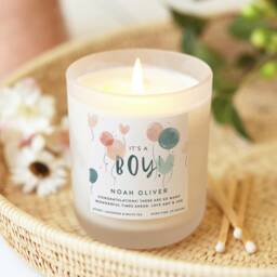 It's A Boy Candle - Frosted Glass, Baby Congratulations Gift - thumbnail 1
