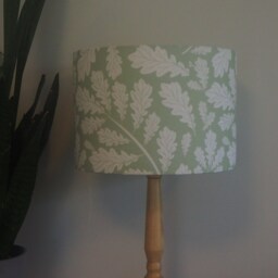 Oak Leaves Lampshade Pale Green Leaf Design Handmade Cotton Fabric Drum Lamp Shade Table Floor Or Ceiling Pendant Lighting Various Sizes - thumbnail 3