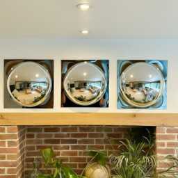 Two - 2 Modern Chrome Bubble Mirrors - thumbnail 2