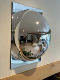 Two - 2 Modern Chrome Bubble Mirrors - thumbnail 1
