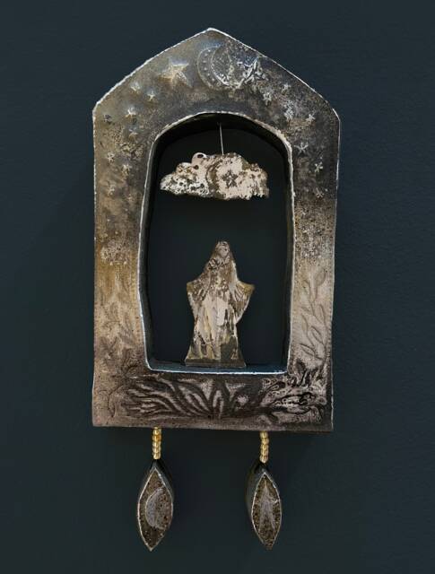 Morgan Le Fay Opera Shrine, Reclaimed Timber, Stamped Aluminum - image 1