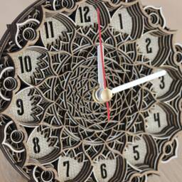 Mandala Wooden Wall & Desk Clock, Personalized Silent Rustic Finish Home Office Decor, Custom Engraved Gift For Her Wife - thumbnail 3