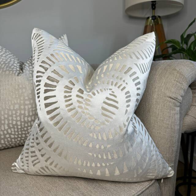 Decorative Champagne Cushion Cover For Sofa Bed, Handmade Pillow Cover, Designer Harlequin Fractal Fabric - Worldwide Shipping - image 1
