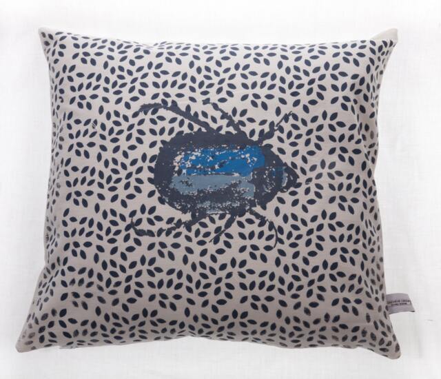 Blue Beetle On Leaves Cushion Cover - image 1