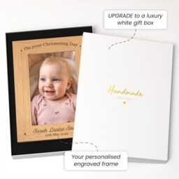 Personalised Christening Photo Frame, Custom Engraved Wooden Picture Frames - thumbnail 2