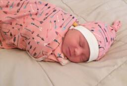 Organic Swaddle Blanket & Newborn Hat Set. Girl Take Home Arrows Baby Shower Gift. Photo Prop