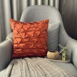 Rust Orange Taffeta, Solid Color Knotted Pattern, Modern Throw Pillow Cover/Euro Sham - Passion - thumbnail 2