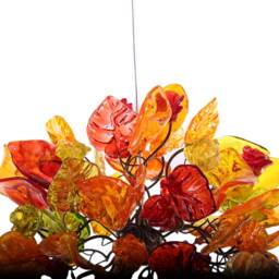 Ceiling Light Fixture With Warm Color Flowers & Leaves, Unique Pendant Light - thumbnail 3