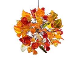 Ceiling Light Fixture With Warm Color Flowers & Leaves, Unique Pendant Light