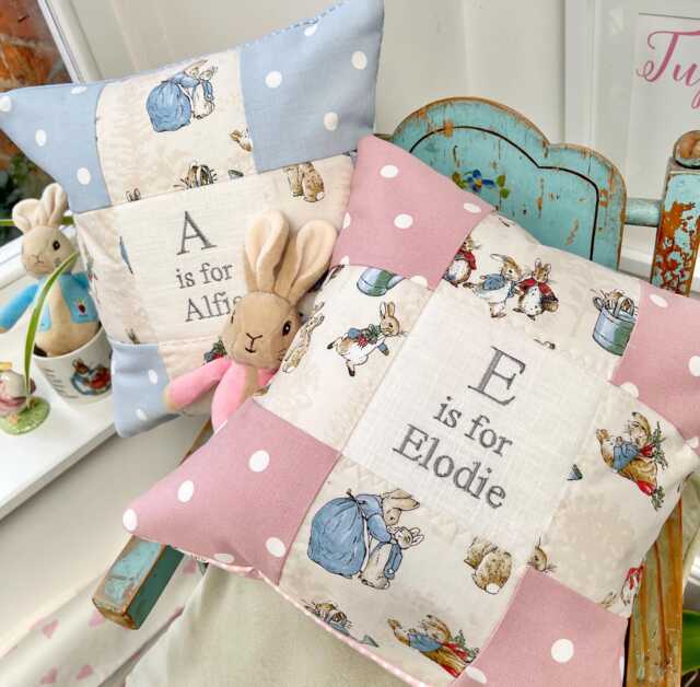 Peter Rabbit?? Alphabet Cushion - Personalised Baby Gift Personalized Christening Pillow Beatrix Potter Nursery 1st Birthday Gift - image 1