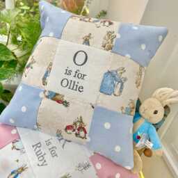 Peter Rabbit?? Alphabet Cushion - Personalised Baby Gift Personalized Christening Pillow Beatrix Potter Nursery 1st Birthday Gift - thumbnail 2