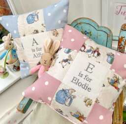 Peter Rabbit?? Alphabet Cushion - Personalised Baby Gift Personalized Christening Pillow Beatrix Potter Nursery 1st Birthday Gift - thumbnail 1