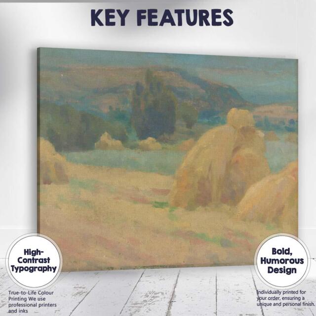 Soft Pastel Haystacks Summer Countryside Landscape Canvas Wall Art Print Decor Picture Ready To Hang - image 1