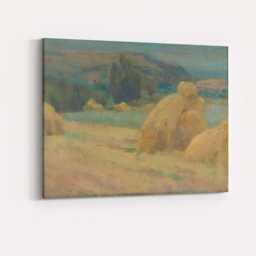 Soft Pastel Haystacks Summer Countryside Landscape Canvas Wall Art Print Decor Picture Ready To Hang - thumbnail 4